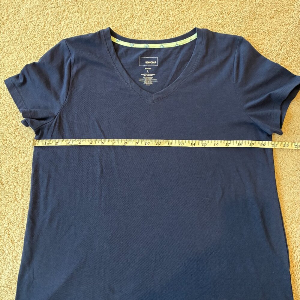 Sonoma V-Neck Short-Sleeve Navy Blue Top T-Shirt - Picture 4 of 5